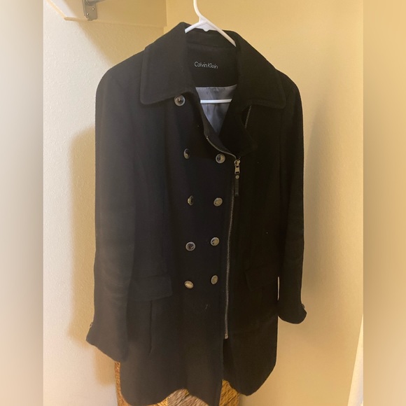Black Calvin klein pea coat size m - Picture 1 of 2